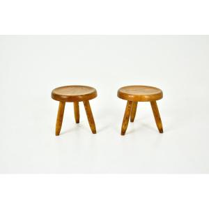 Set Of 2  “berger” Stools By Charlotte Perriand, 1950s