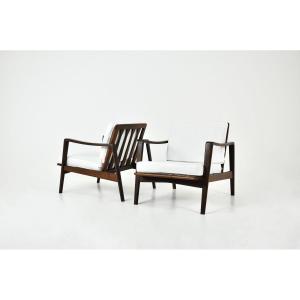 Set Of 2 Lounge Chairs By Arne Wahl Iversen For Komfort, 1950s