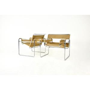 Pair Of “wassily” Armchairs By Marcel Breuer For Gavina, 1970s