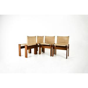 Set Of 4 Monk Dining Chairs By Afra & Tobia Scarpa For Molteni, 1970s