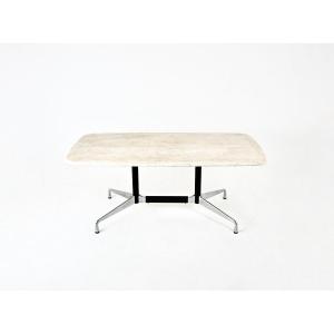 Travertine Dining Table By Charles & Ray Eames For Vitra, 1970s