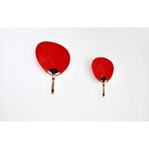 Pair Of “uchiwa” Wall Lamps By Ingo Maurer For M Design, 1970s