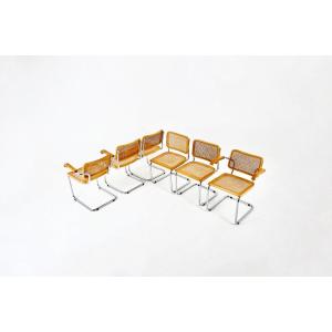 Ensemble De 6 Chaises De Salle à Manger Style B32 Par Marcel Breuer