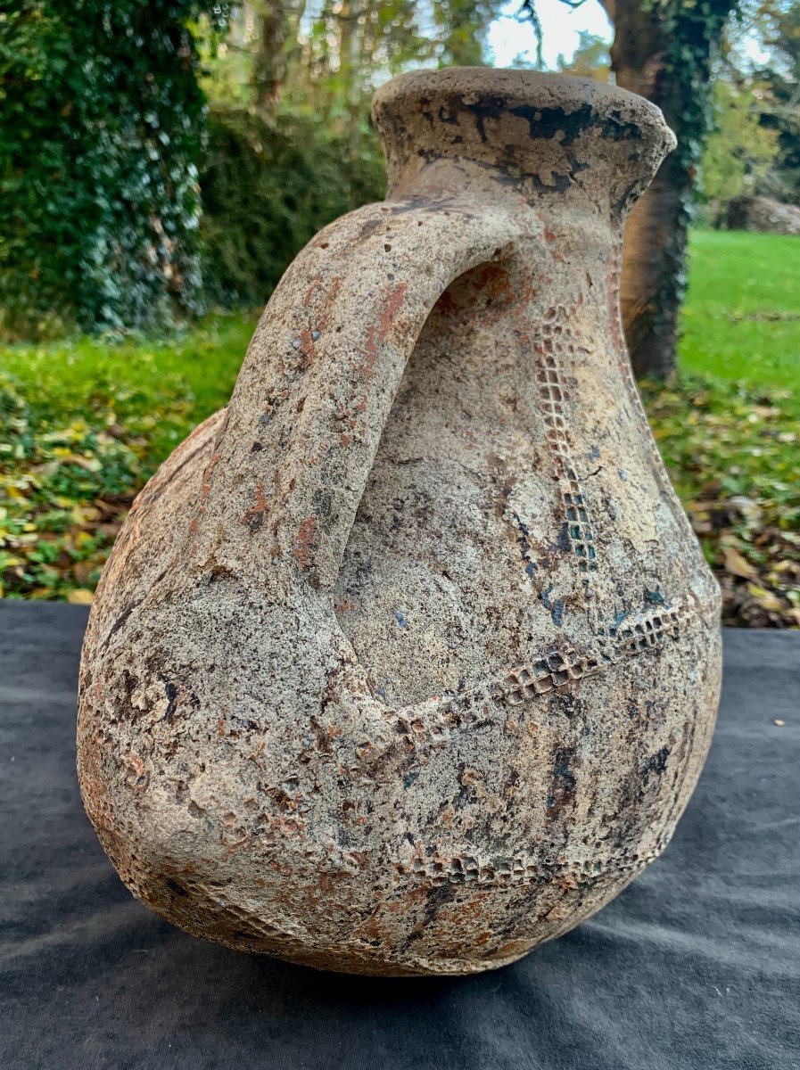 Saintonge 15th Cty Large Glazed Earth Barrel With Pastillages-photo-3