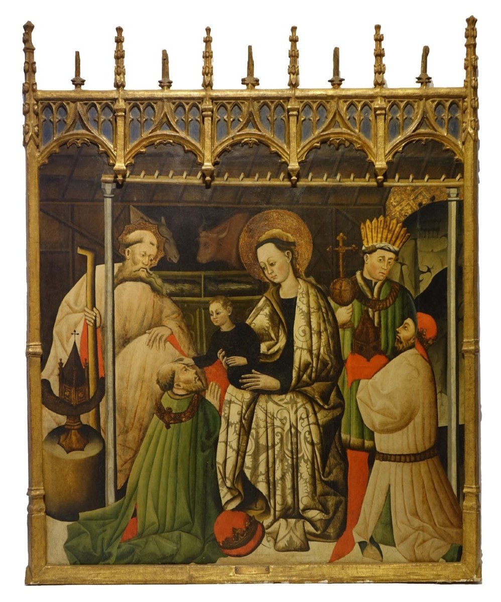 Spain 15th Cty, Very Large Wden Pted Tempera The Adoration Of The Magi-photo-1