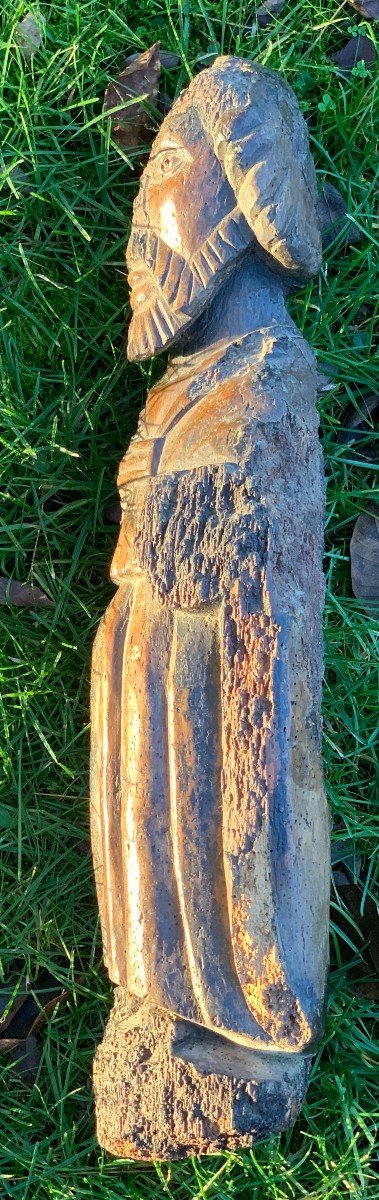 15th Cty Wooden Saint ? Carved Wood Statue,  A "miraculous Survivor"!-photo-4