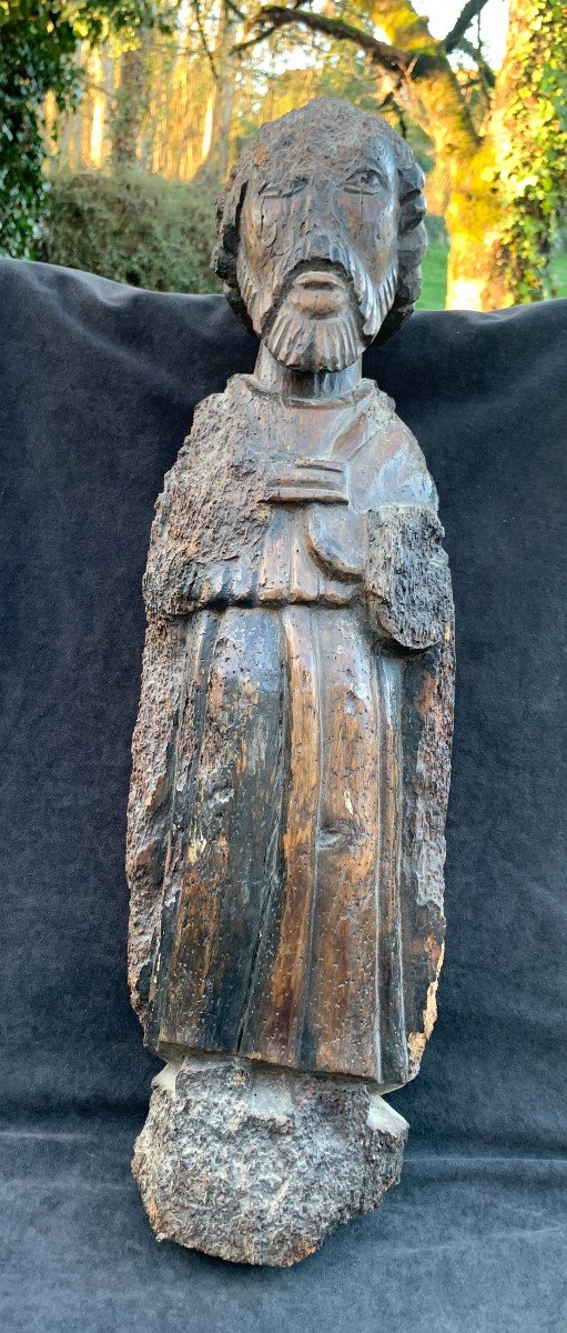 15th Cty Wooden Saint ? Carved Wood Statue,  A "miraculous Survivor"!-photo-2