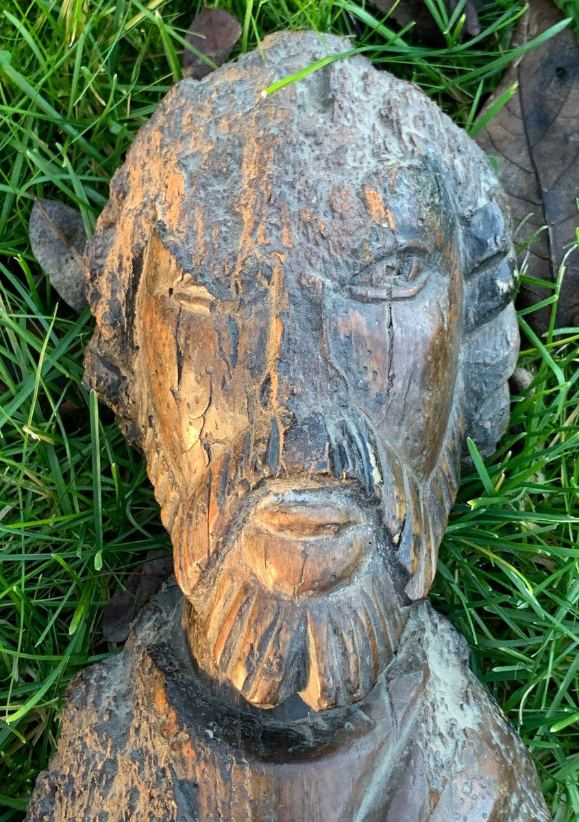 15th Cty Wooden Saint ? Carved Wood Statue,  A "miraculous Survivor"!-photo-6