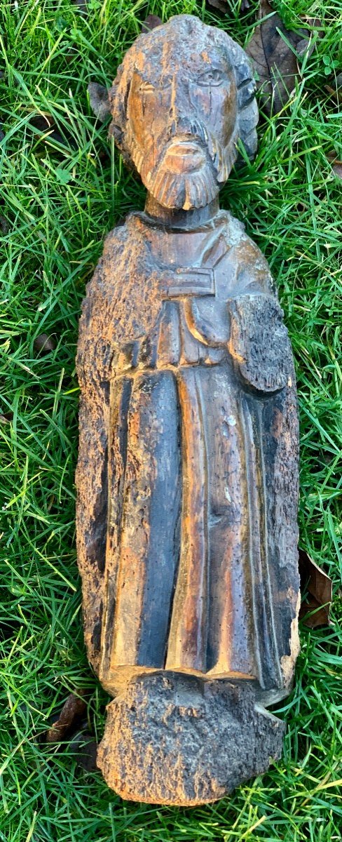 15th Cty Wooden Saint ? Carved Wood Statue,  A "miraculous Survivor"!