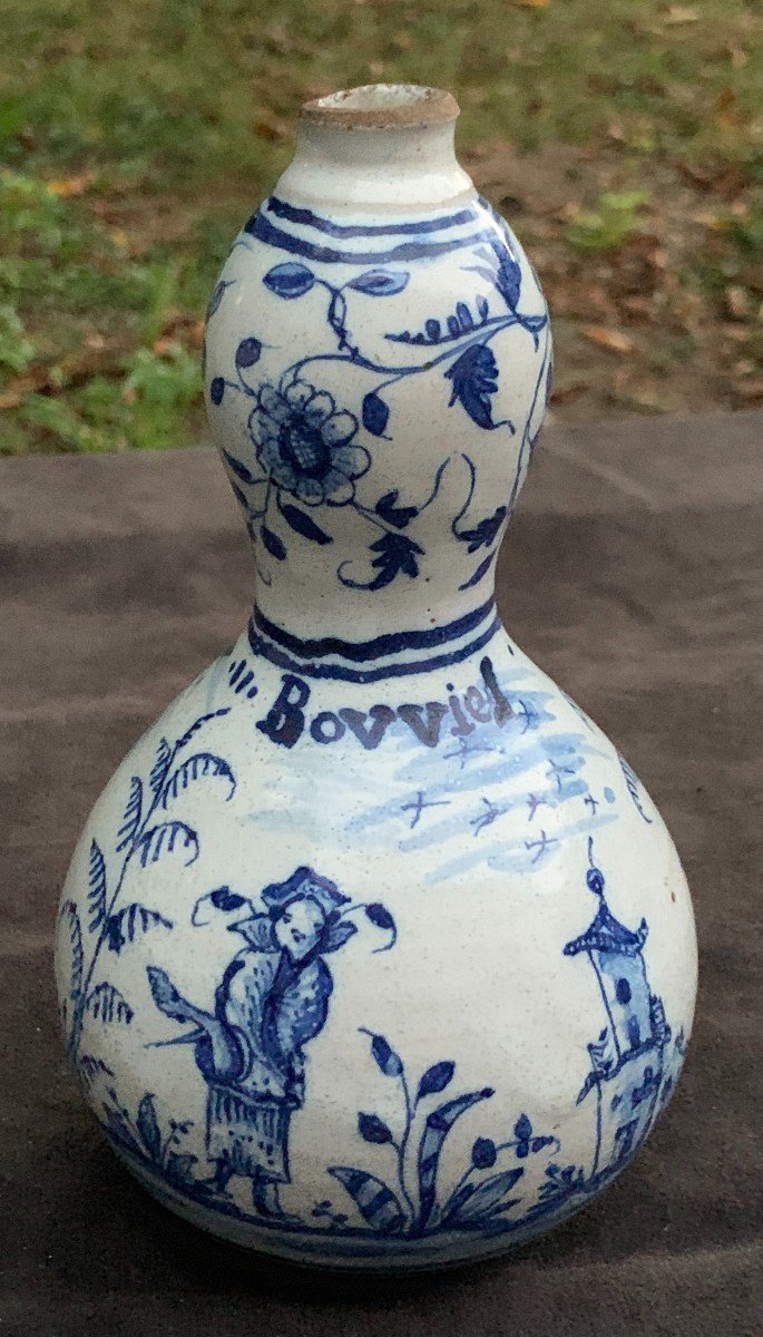 Moulins 1756 Patronymic Colloquint Gourd With Chinese & Architectural Decoration-photo-2