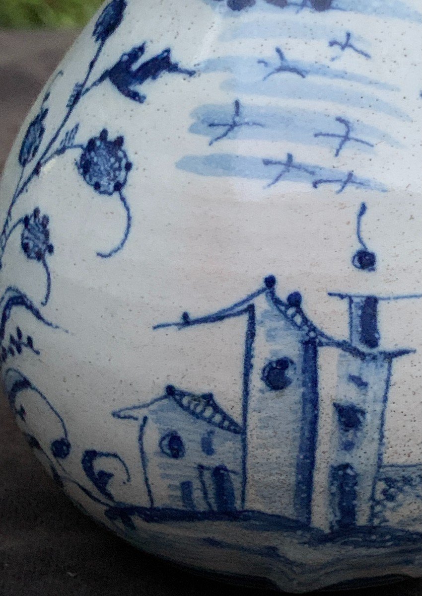 Moulins 1756 Patronymic Colloquint Gourd With Chinese & Architectural Decoration-photo-4