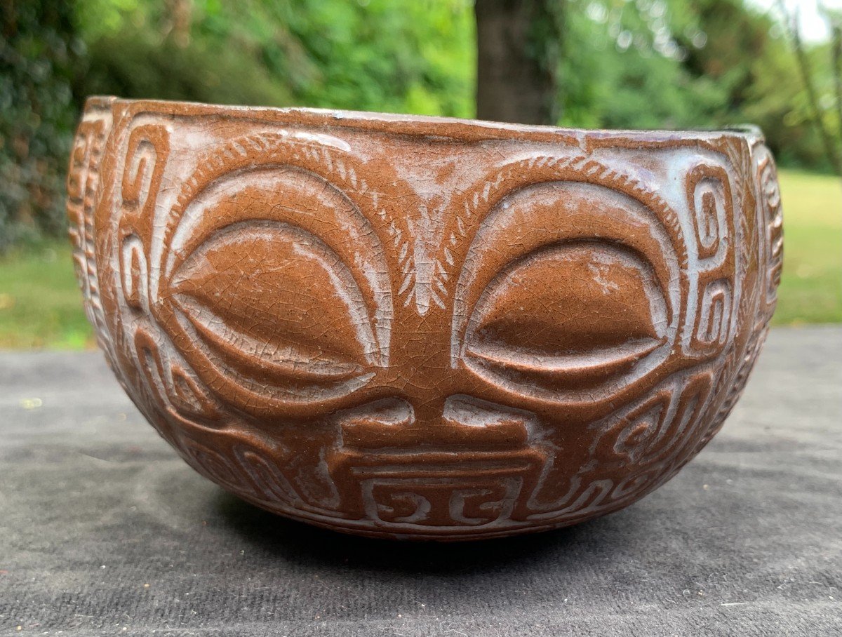 Marquesas Islands' Calabash Ceramic Cup, Signed & Dated 1958-photo-1