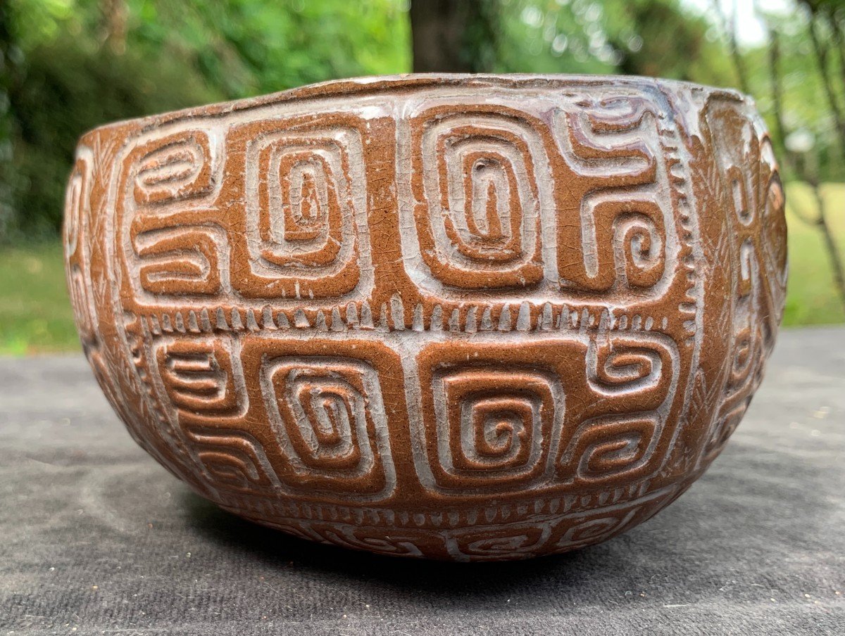 Marquesas Islands' Calabash Ceramic Cup, Signed & Dated 1958-photo-3