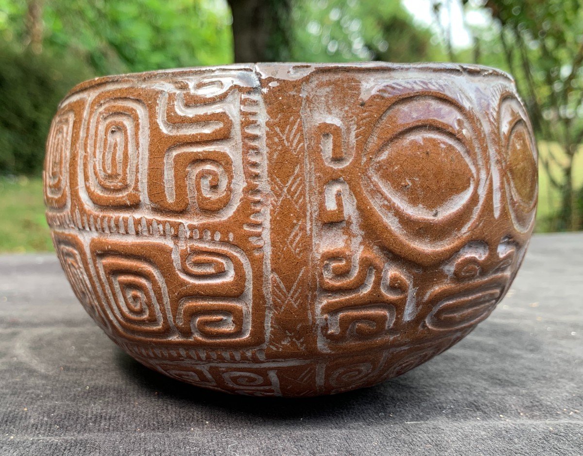 Marquesas Islands' Calabash Ceramic Cup, Signed & Dated 1958-photo-6