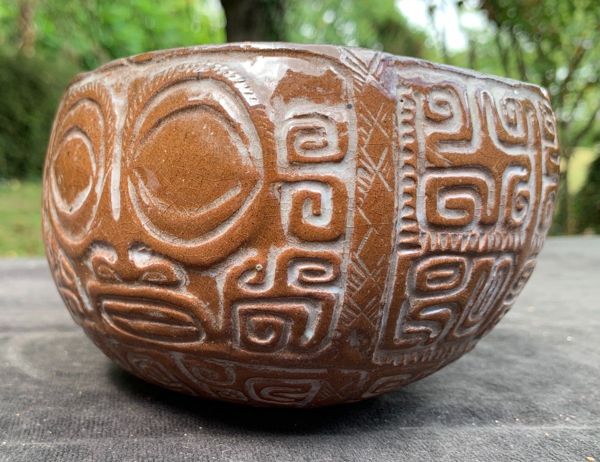 Marquesas Islands' Calabash Ceramic Cup, Signed & Dated 1958