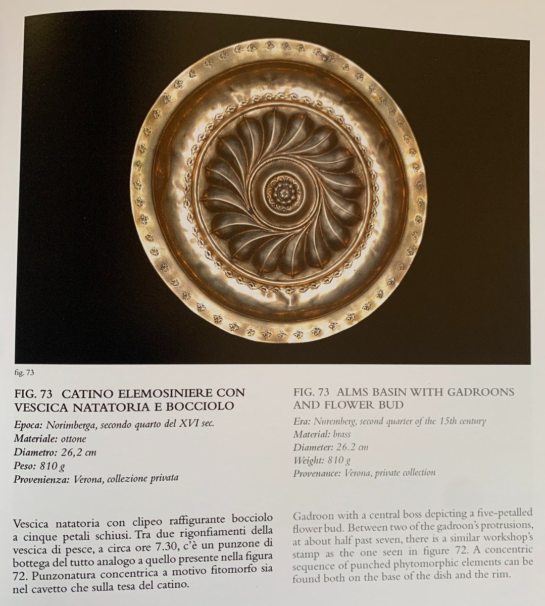 Nurnberg 15th Cty Brass Alms Basin, With Umbilicus Radiant Design-photo-7