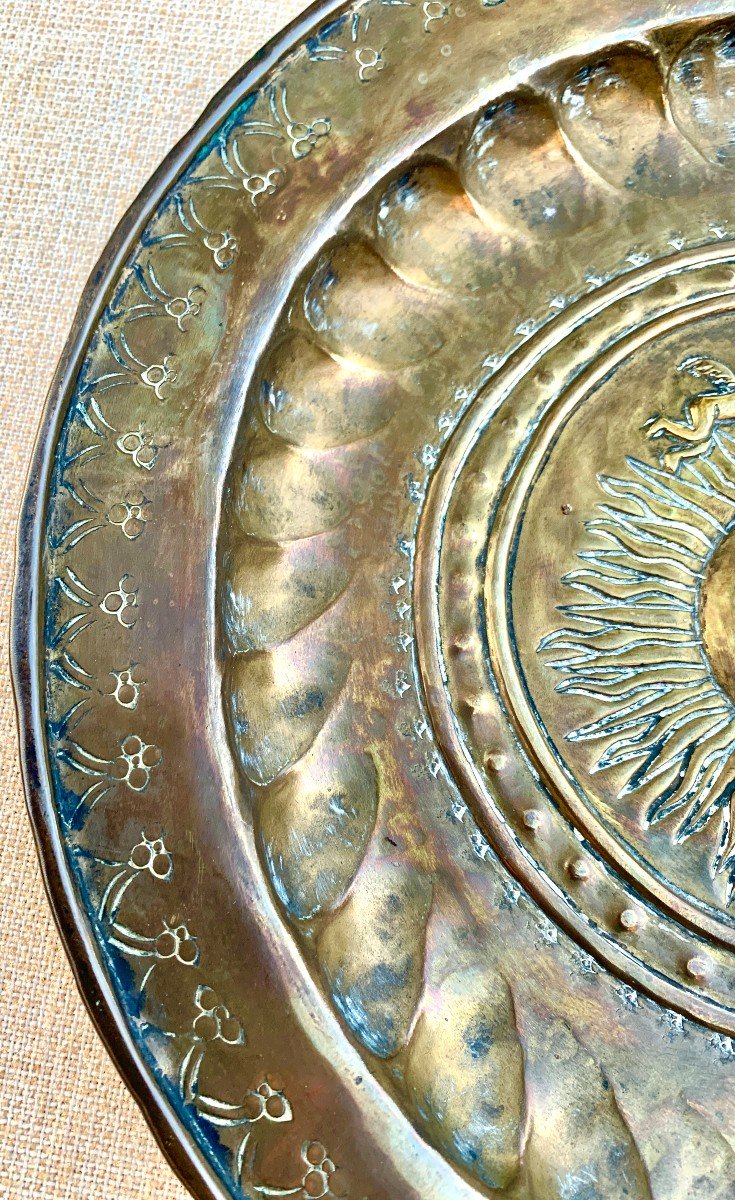 Nuremberg 17th  Cty Stunning Brass Embossed And Chiseled Alms Dish The Coronation Of The Virgin-photo-6