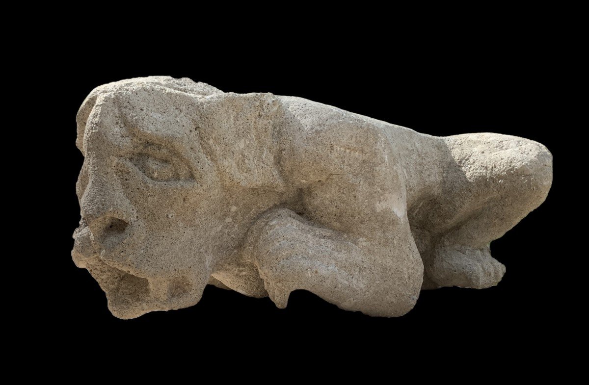 13th C. Stunning Stone Gargoyle, Hybrid Monster With Demon Head & Frog's Body, Roman Period-photo-6