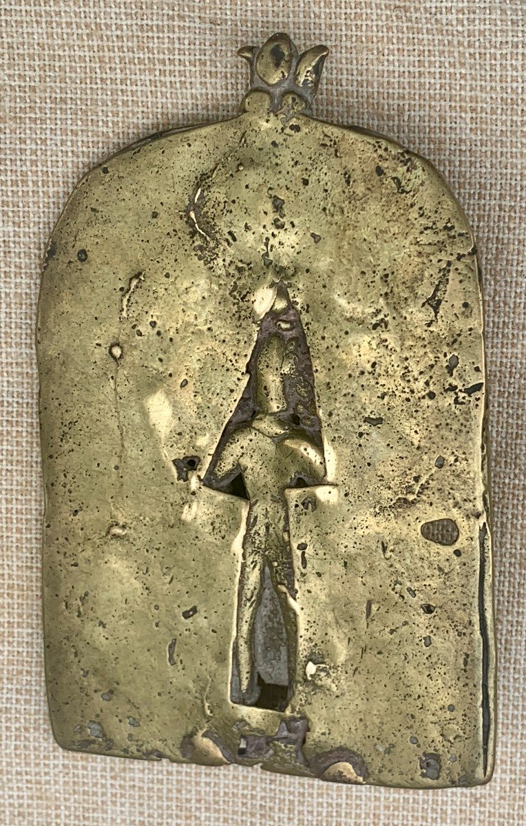 Late 17th Or Early 18th Cty Bronze Plaque Depicting Shiva,  Newar Nepal Or India Origin -photo-3