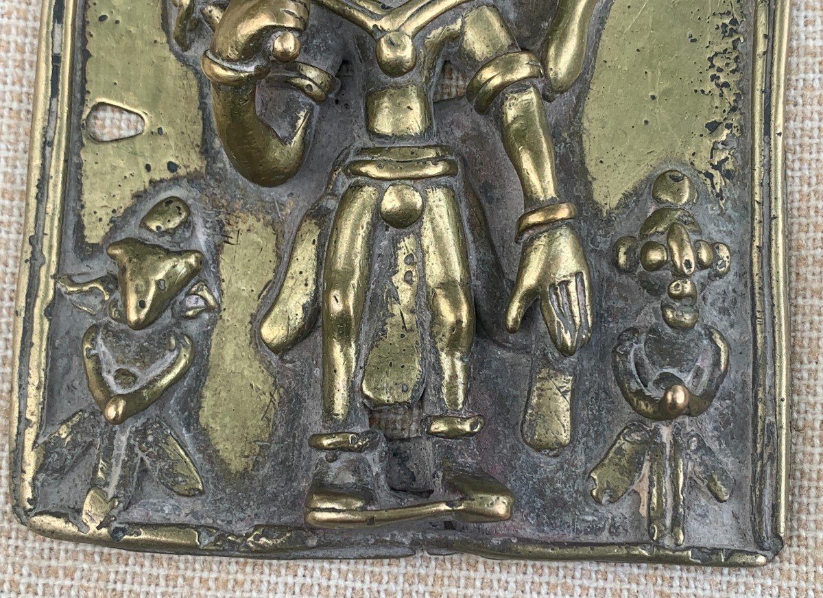 Late 17th Or Early 18th Cty Bronze Plaque Depicting Shiva,  Newar Nepal Or India Origin -photo-4