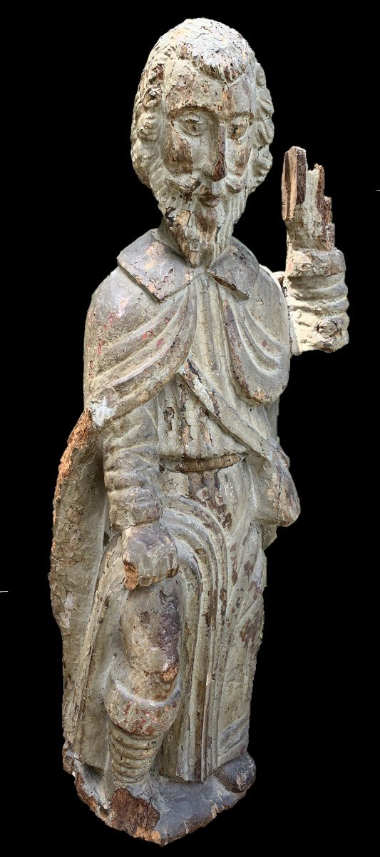 Late 15th Century, Large St Roch Pilgrim Showing His Stigmata Wooden Carved & Pted Statue -photo-3