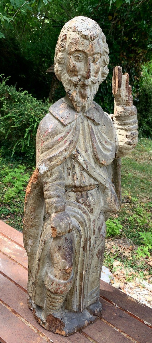 Late 15th Century, Large St Roch Pilgrim Showing His Stigmata Wooden Carved & Pted Statue -photo-3