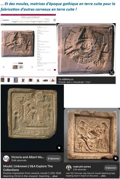 XVth Cty Terracotta Tile Mold With Virgin And Gothic Phylactery Bearing Inscription Ave Maria-photo-8