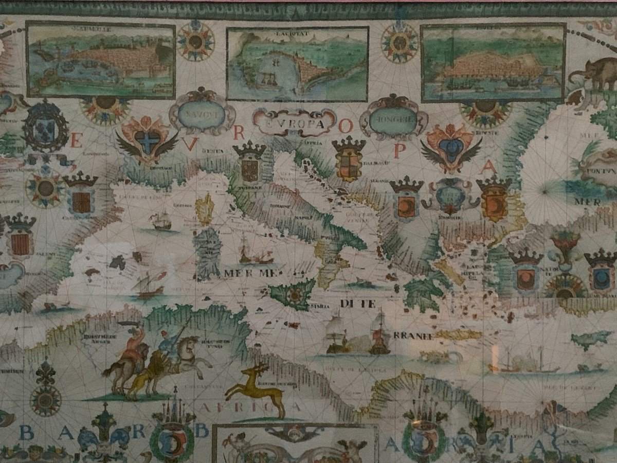 Portulan By François Ollive, Dated 1664 & Entitled “particular Map Of The Mediterranean”-photo-3