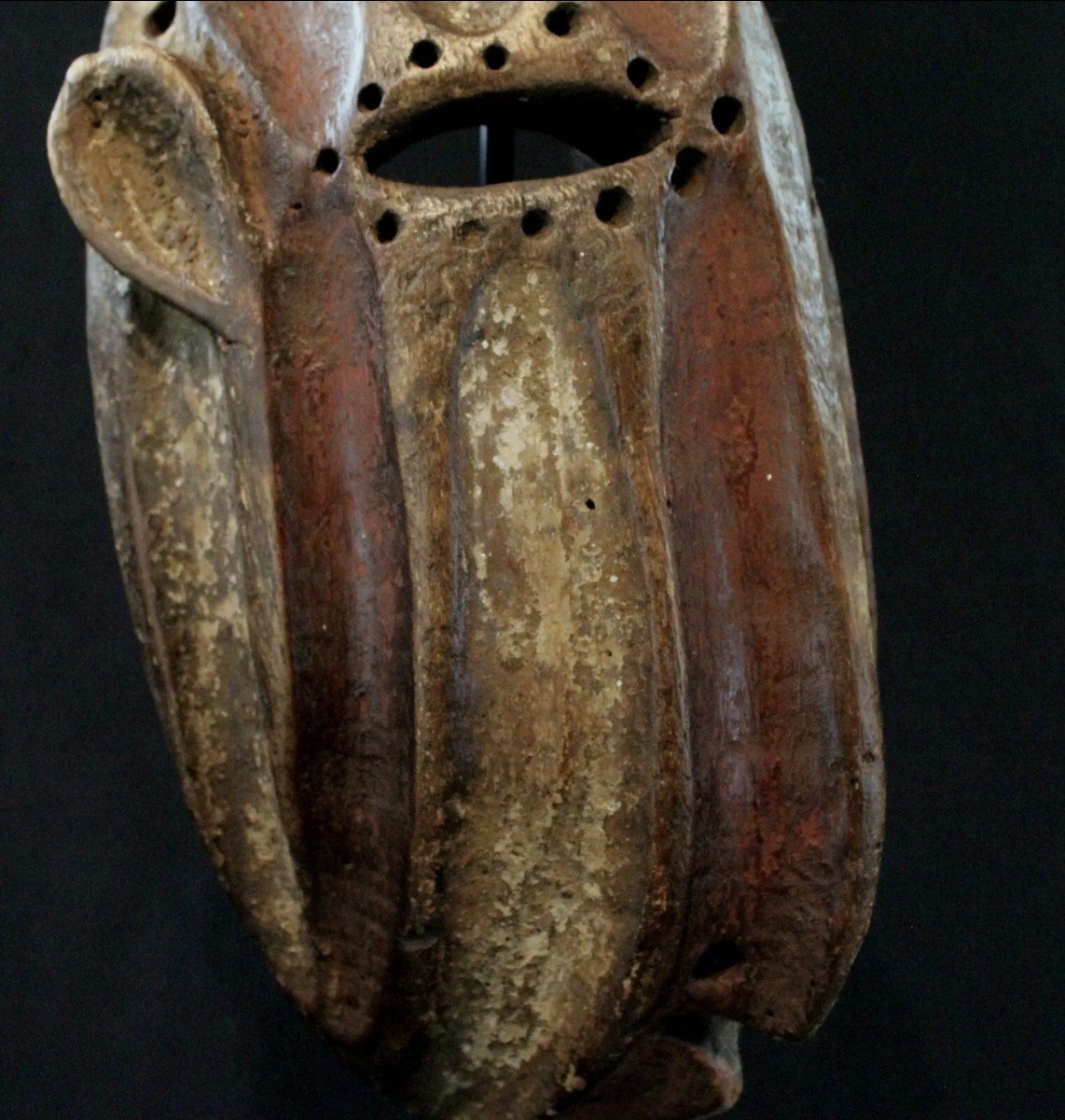 Kela Ethnic Group, Cubist Polychrome Wooden Carved Mask (ex Zaïre / Drc)-photo-4