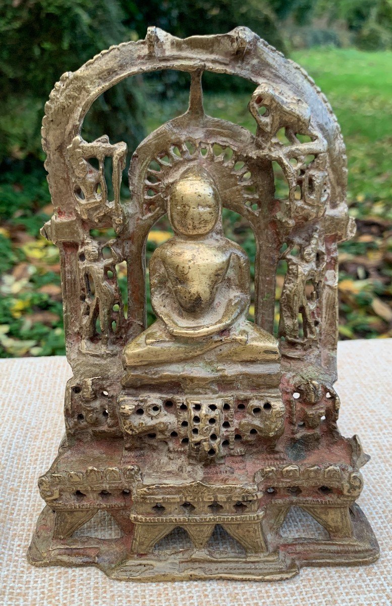 Thirtankara Bronze Votive Temple With Buddha, Jain Gujarat India Dated 1638