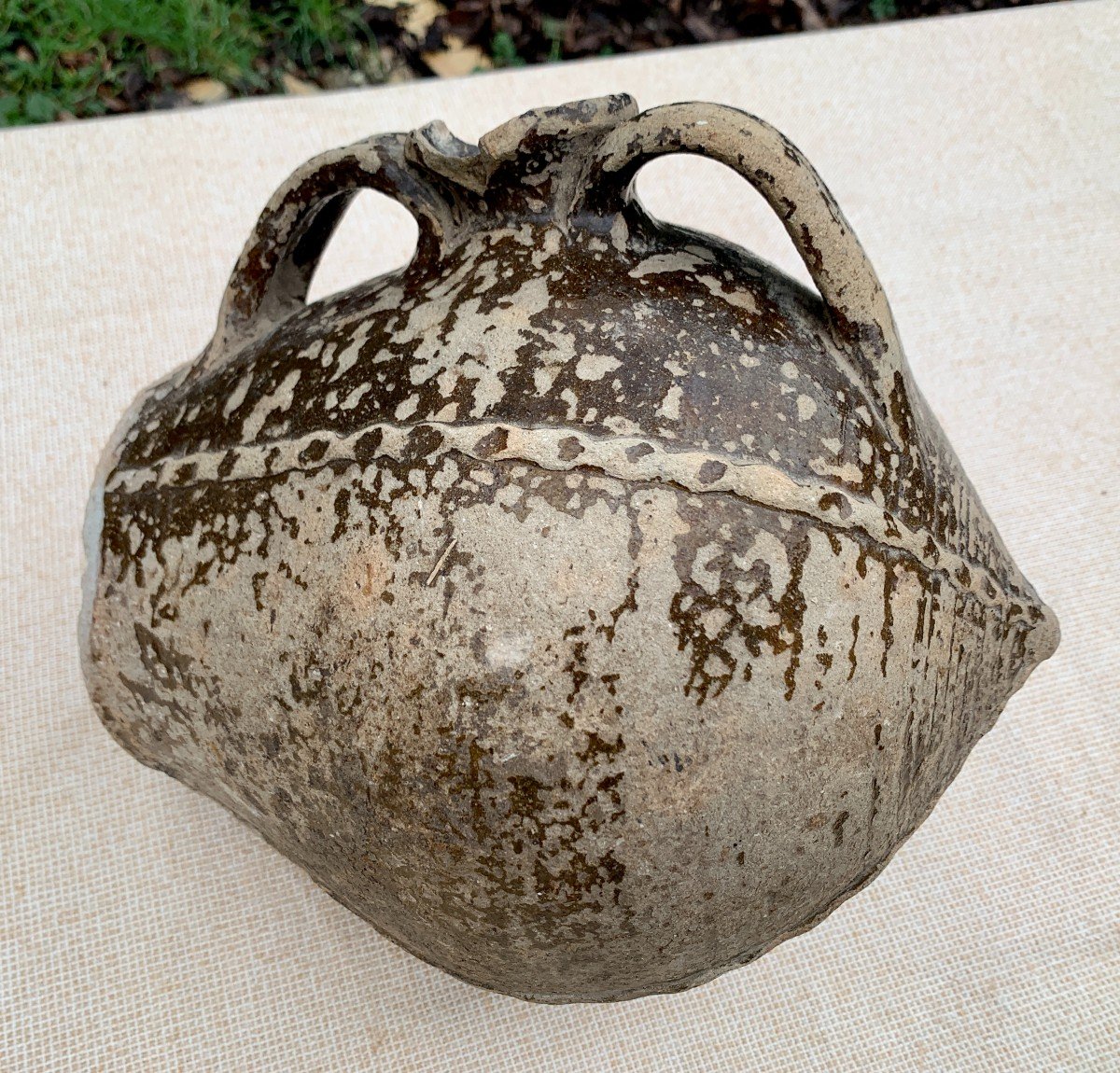 Saintonge (center Of France)  17th, Small Glazed Earthenware Wine Barrel-photo-1