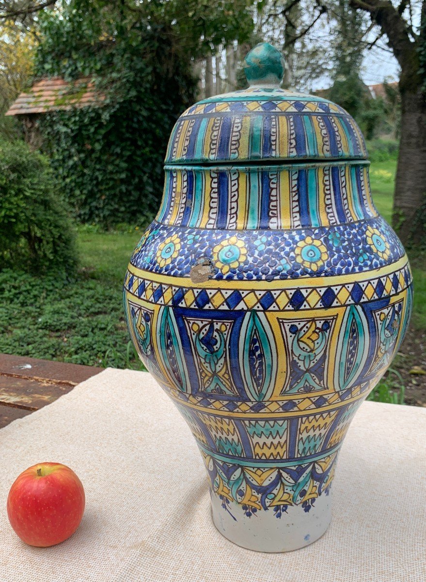 19th Cty Fès Morrocan Ceramic, Large Khabbya With Its Lid