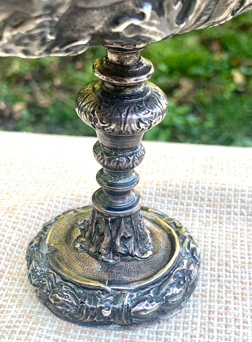 Rare Louis XIV Period Embossed & Chiseled Solid Silver Incense Shuttle-photo-4