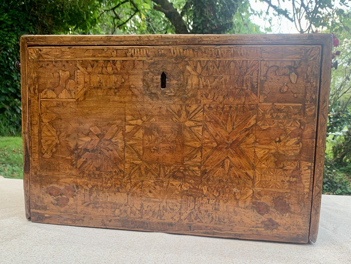 Superb Early 17th Century Spanish Wooden Marquetry Cabinet-photo-4