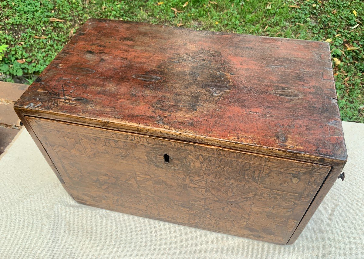 Superb Early 17th Century Spanish Wooden Marquetry Cabinet-photo-6