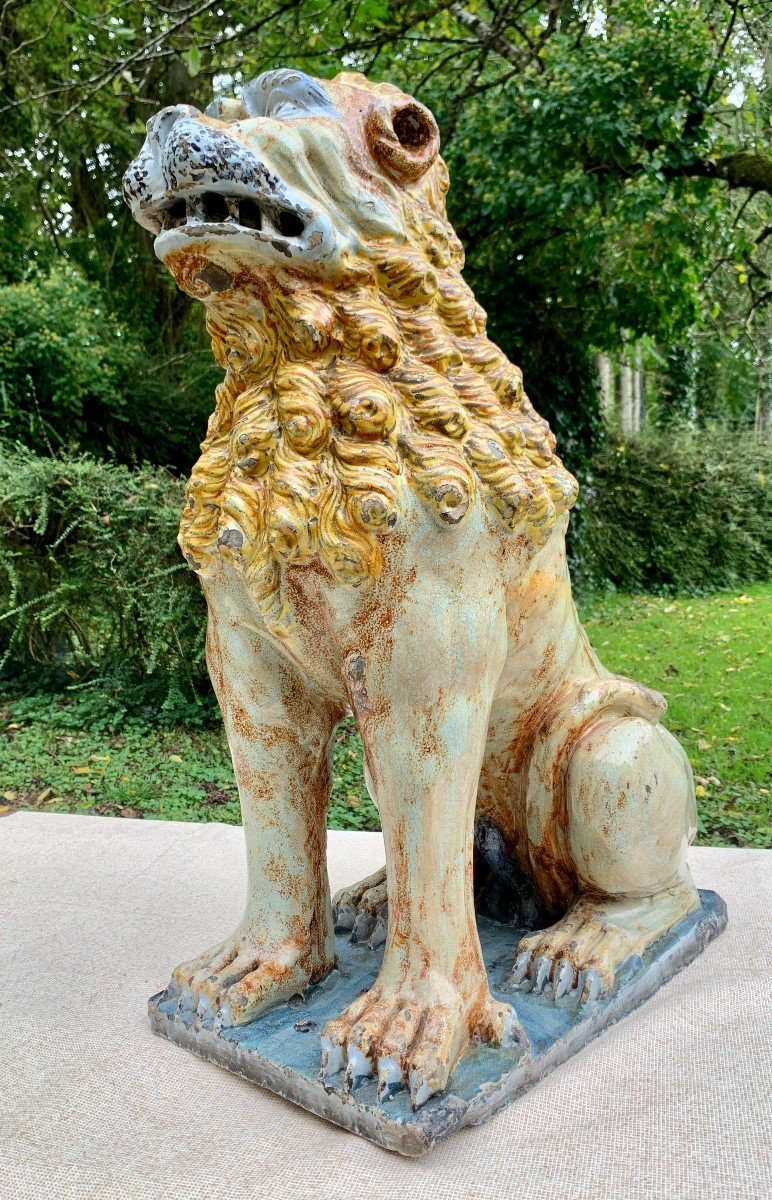 Circa 1730/1740, Very Large & Hugh Ceramic Lion From Rouen-photo-3