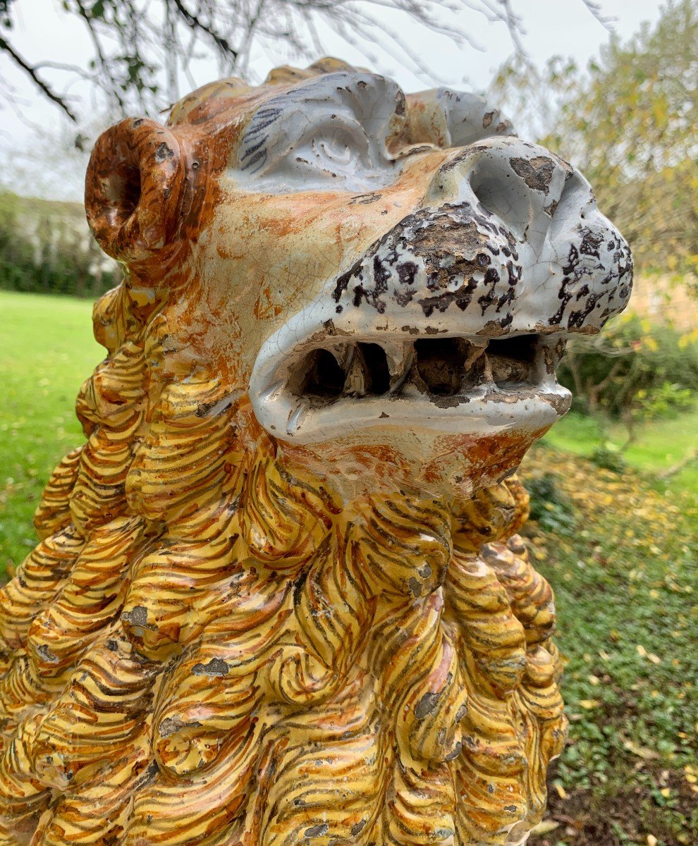 Circa 1730/1740, Very Large & Hugh Ceramic Lion From Rouen-photo-2