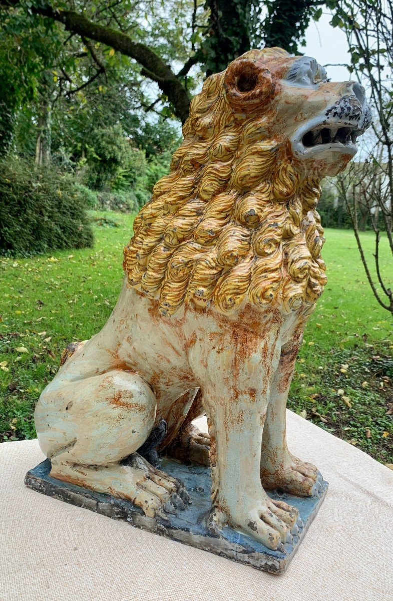 Circa 1730/1740, Very Large & Hugh Ceramic Lion From Rouen-photo-4