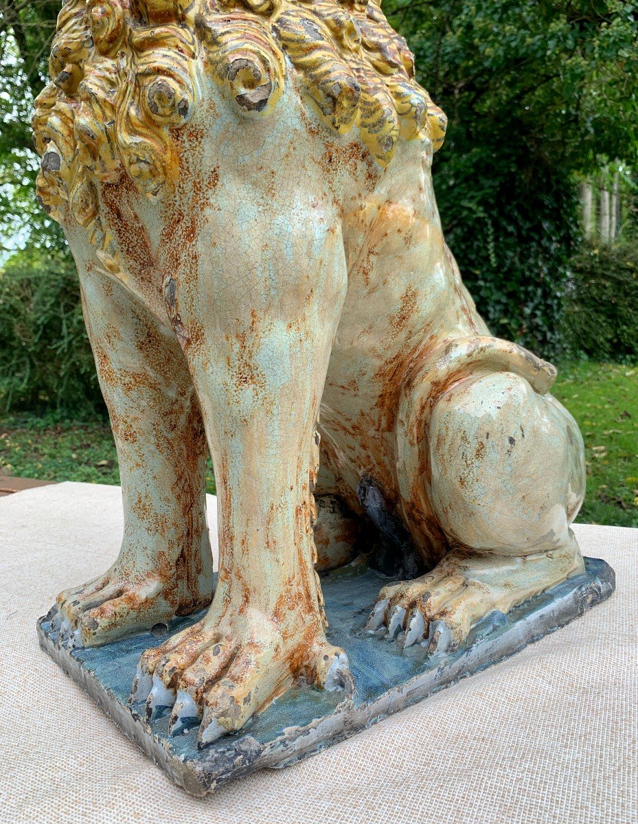 Circa 1730/1740, Very Large & Hugh Ceramic Lion From Rouen-photo-2