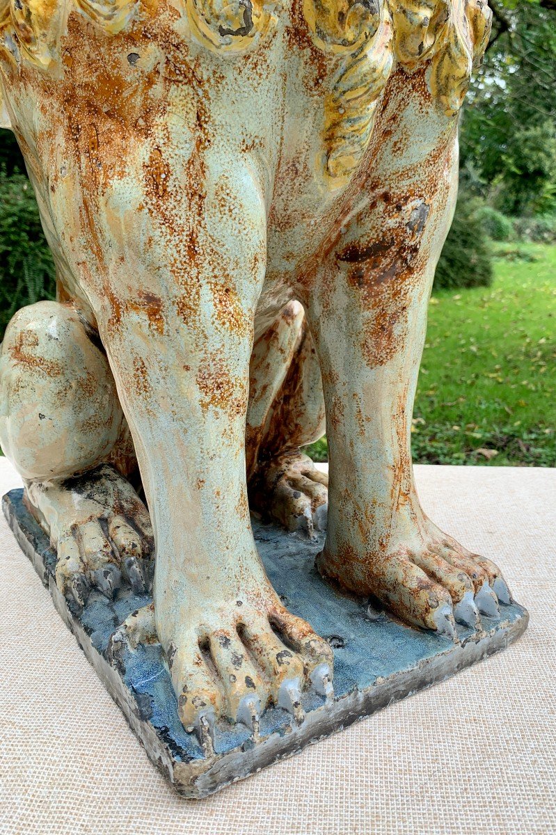 Circa 1730/1740, Very Large & Hugh Ceramic Lion From Rouen-photo-4