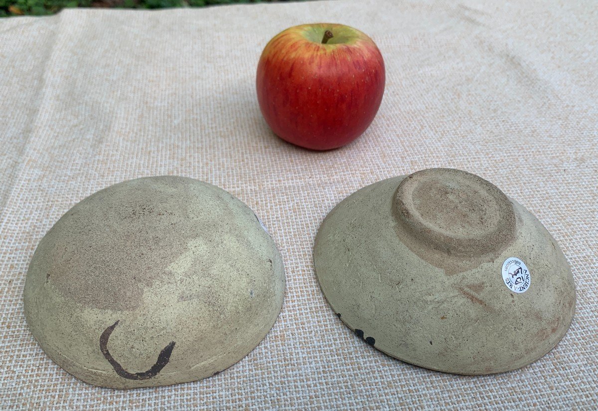 1200/1470: 2 Chancay Peru Terracotta Bowls, Geometric Decorations-photo-4