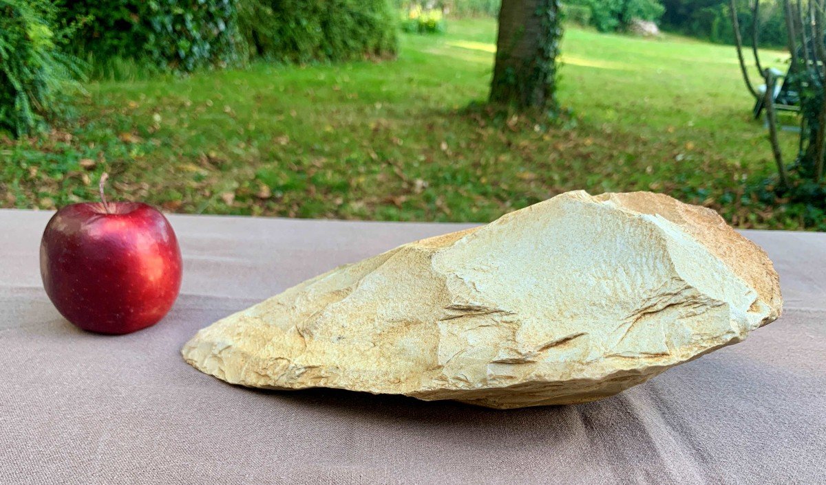 PREHISTOIRE Large biface silex taillé circa 300 000 ans, Dordogne ?-photo-2