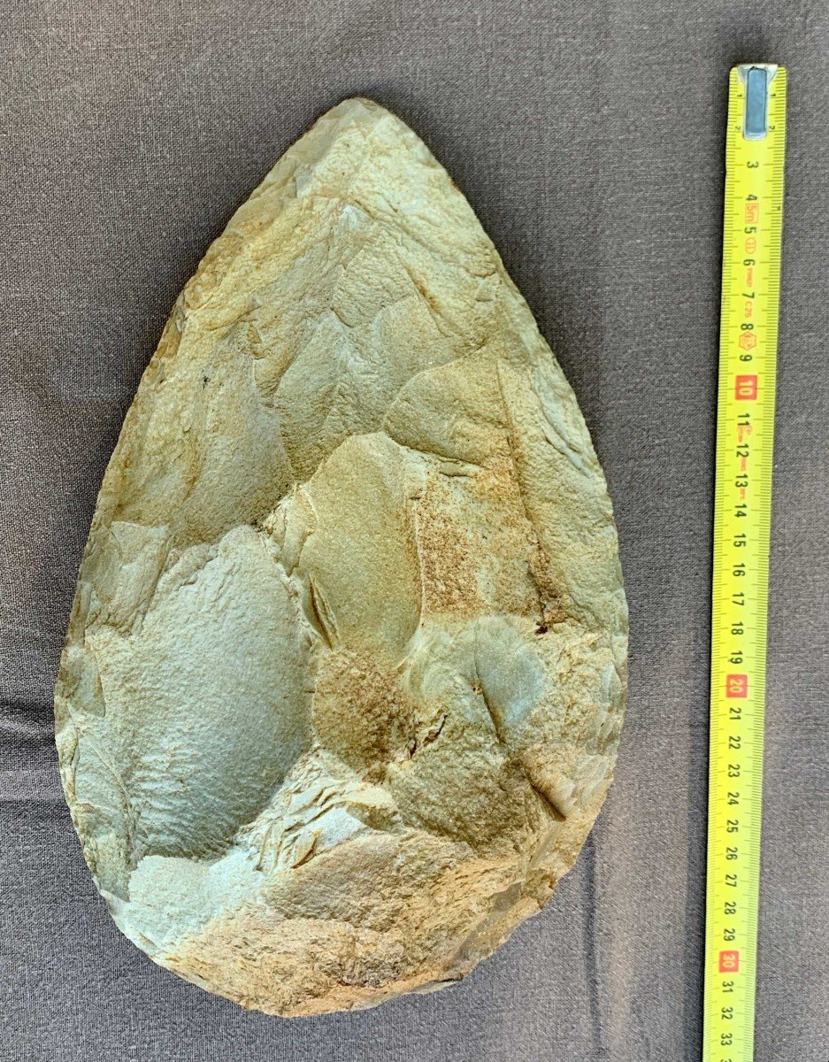 PREHISTOIRE Large biface silex taillé circa 300 000 ans, Dordogne ?-photo-6