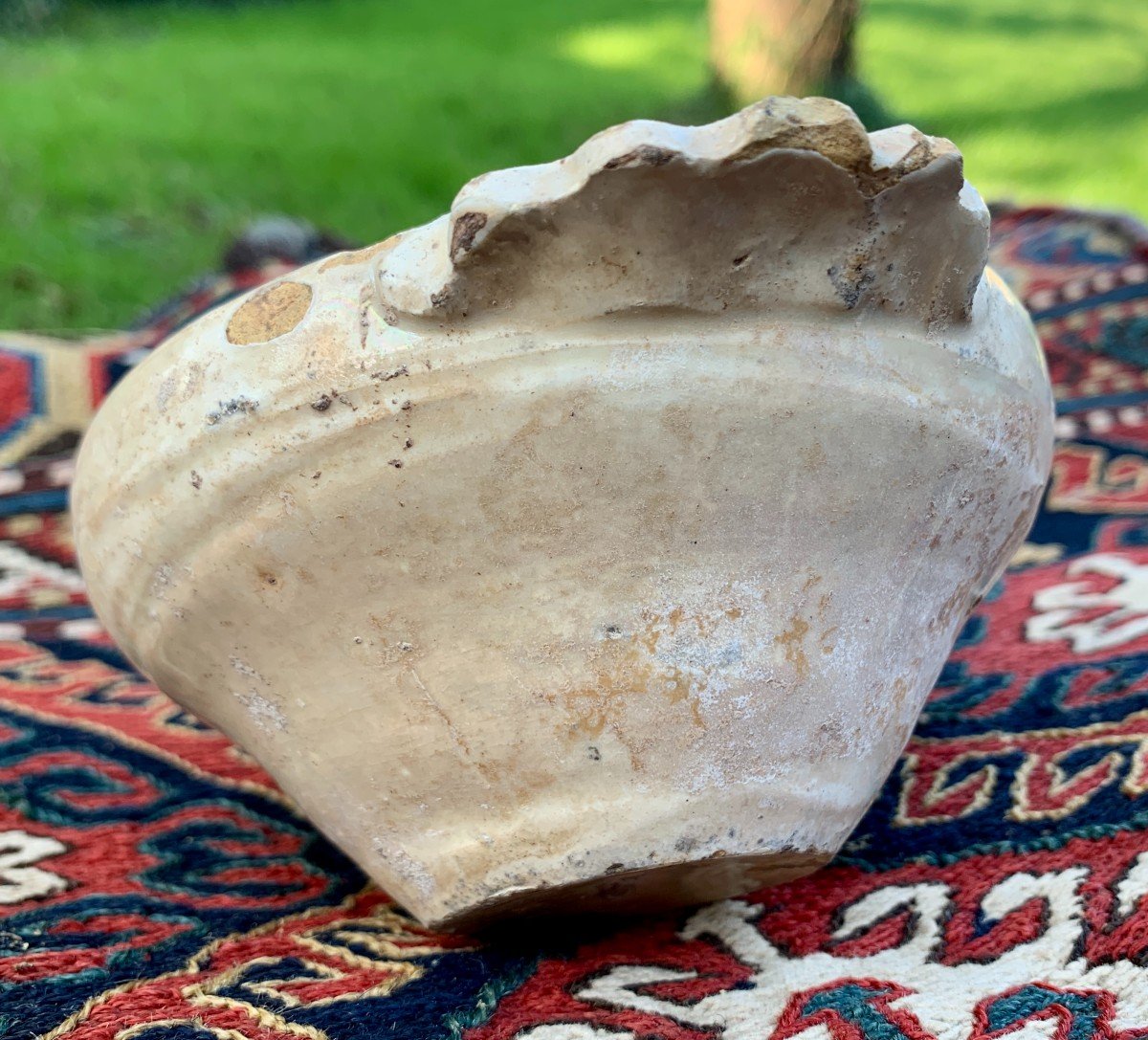 Spain 15th Century Small Bowl With Handles Plain Ivory Ceramic-photo-4