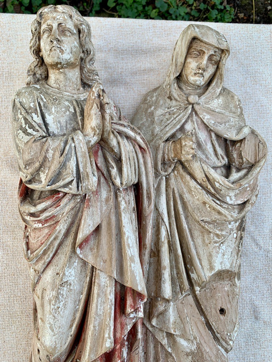 Attr à Tilmann RIEMENSCHNEIDER, vers 1500 bas relief tilleul St Jean & la vierge-photo-3