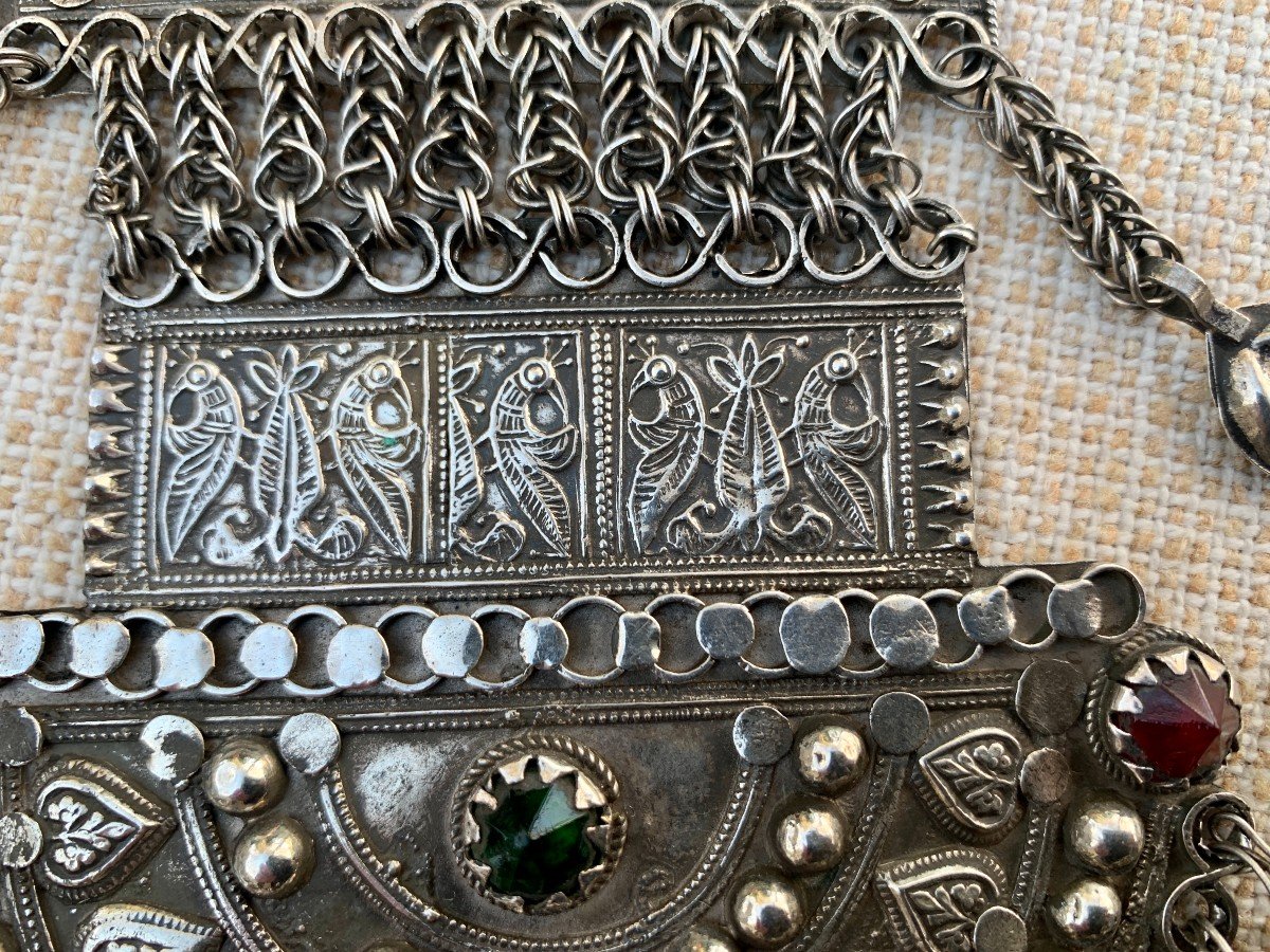 Large pendentif argent tripartite Kuchi, Pakistan ou Afghanistan -photo-4