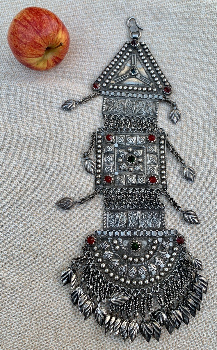 Large pendentif argent tripartite Kuchi, Pakistan ou Afghanistan -photo-5