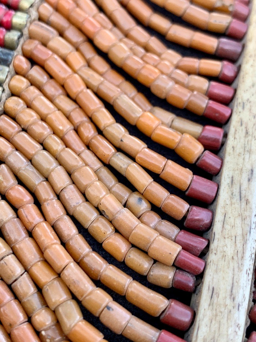 Ethnic Choker Necklace With Rows Of Beads, Tubes, Colored Stones & Carved Bone Bars-photo-3