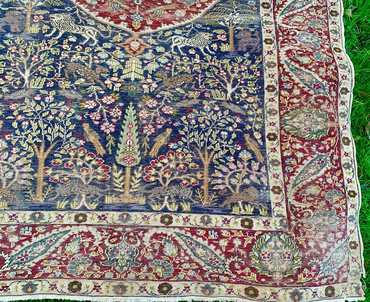 Late 19th Cty Türkiye, Superb Carpet With Persian Decoration, Radiant Lion Decoration -photo-3