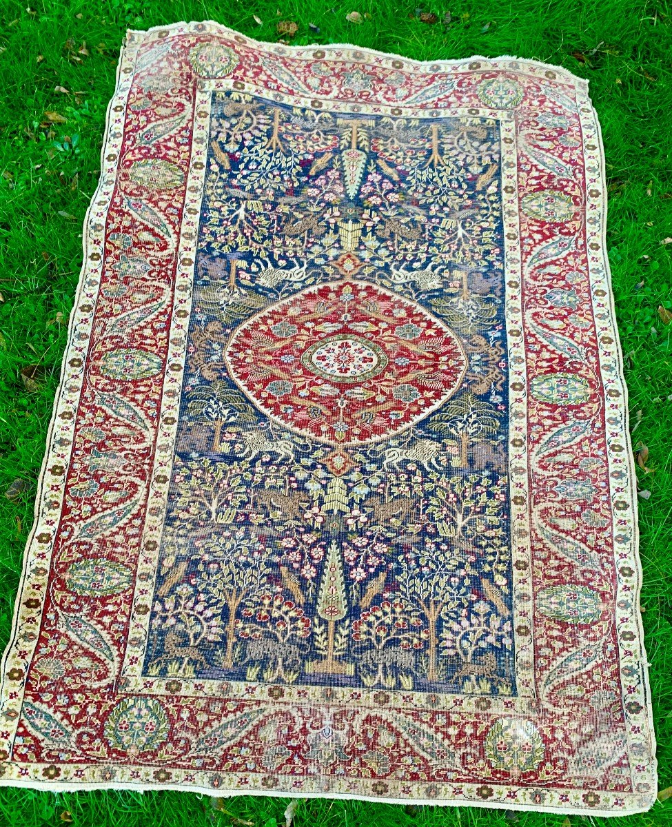 Late 19th Cty Türkiye, Superb Carpet With Persian Decoration, Radiant Lion Decoration -photo-5